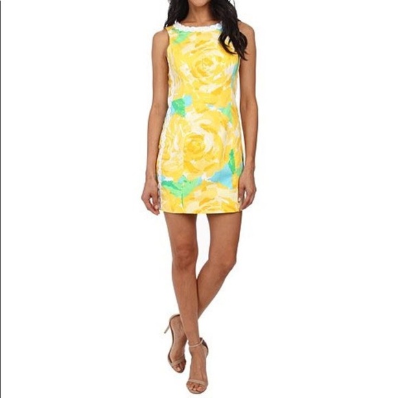 NWT Lilly Pulitzer Mila Lace Shift Dress First Impression Sunglow Yellow  size 2